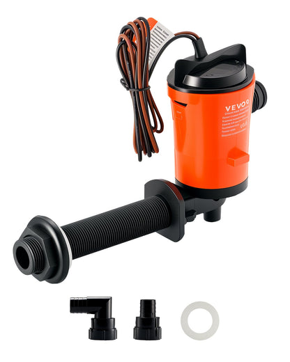 Livewell-Pumpe für Boot, 12 V, 800 GPH, 90 ° Livewell-Belüftungspumpe, Köderbrunnenpumpe