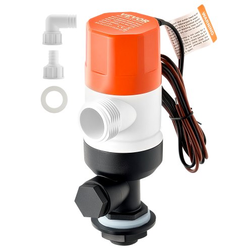 Livewell Pump for Boat, 12V 800 GPH Straight Livewell Aerator Pump with Dual Inlet, ABA Housing & Detachable Motor Cartridge, Corrosion-Resistant Livewell/Baitwell Pump for Freshwater Saltwater