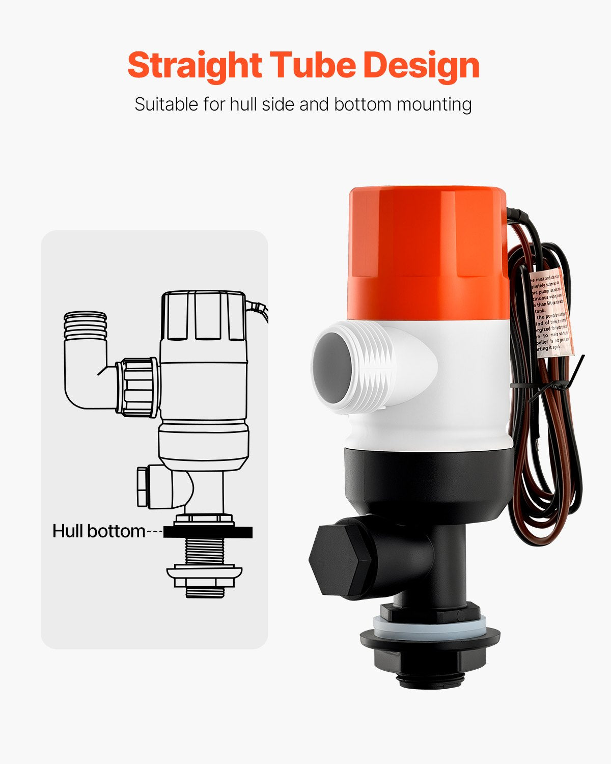 Livewell-Pumpe für Boot, 12 V, 800 GPH, Livewell-Belüftungspumpe, gerade, 2 Einlässe