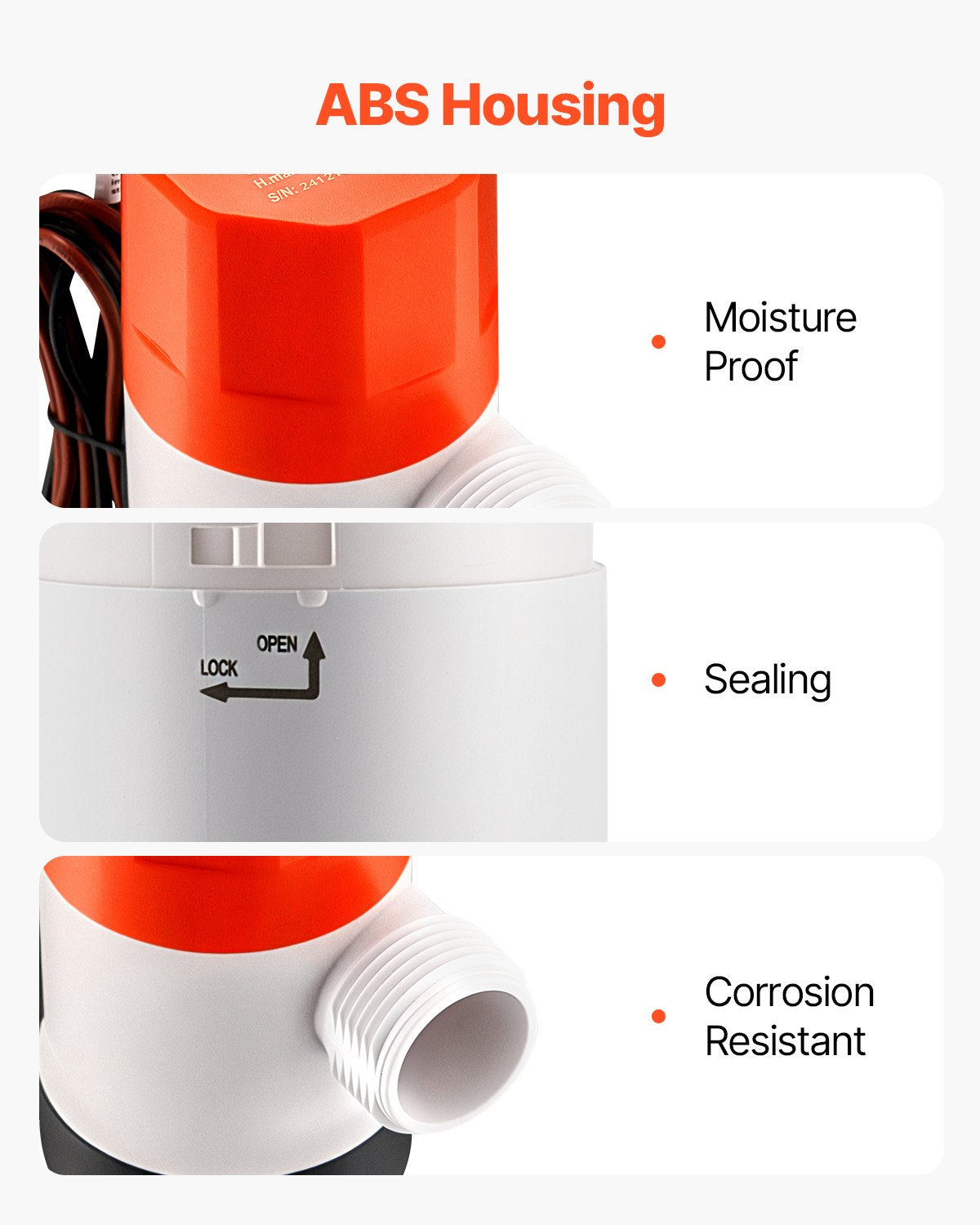 Livewell-Pumpe für Boot, 12 V, 800 GPH, Livewell-Belüftungspumpe, gerade, 2 Einlässe