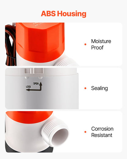 Livewell-Pumpe für Boot, 12 V, 800 GPH, Livewell-Belüftungspumpe, gerade, 2 Einlässe