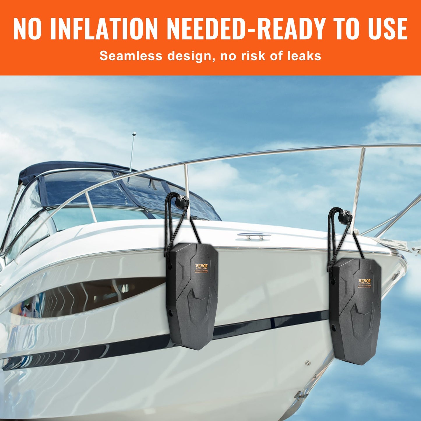 Boat Fenders, 8.6" x 16" Boat Bumpers for Docking, Marine EVA Boat Dock Fender Bumper with Ropes, Cord Locks and Storage Bag, No Inflation Required, for Class A/Class 1/Part Class 2, Black