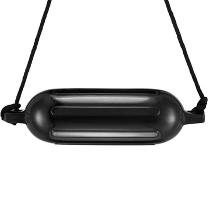 Båtskärmar, 5,5" x 20" båtstötfångare för dockning, uppblåsbar räfflad fender med mitthål, marinbåtsdocka stötfångare med luftpump, 4 nålar och 4 rep och förvaringsväska, svart