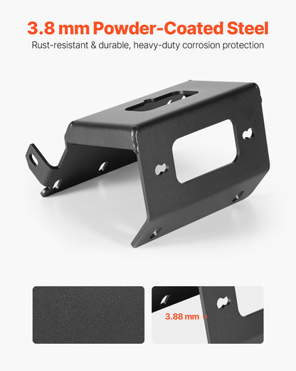 Winch Mount, Winch Capacity of 2000-3600 lbs, Trailer Hitch Winch Mount for Select Honda Foreman and Rancher Rubicon Models (2014-2021), 2 Mounting Hole Design, Powder Coated Steel, Black