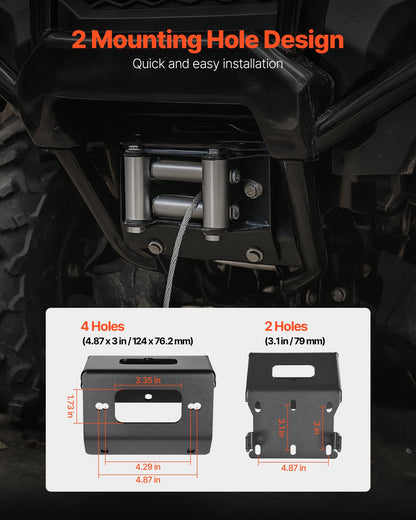 Winch Mount, Winch Capacity of 2000-3600 lbs, Trailer Hitch Winch Mount for Select Honda Foreman and Rancher Rubicon Models (2014-2021), 2 Mounting Hole Design, Powder Coated Steel, Black