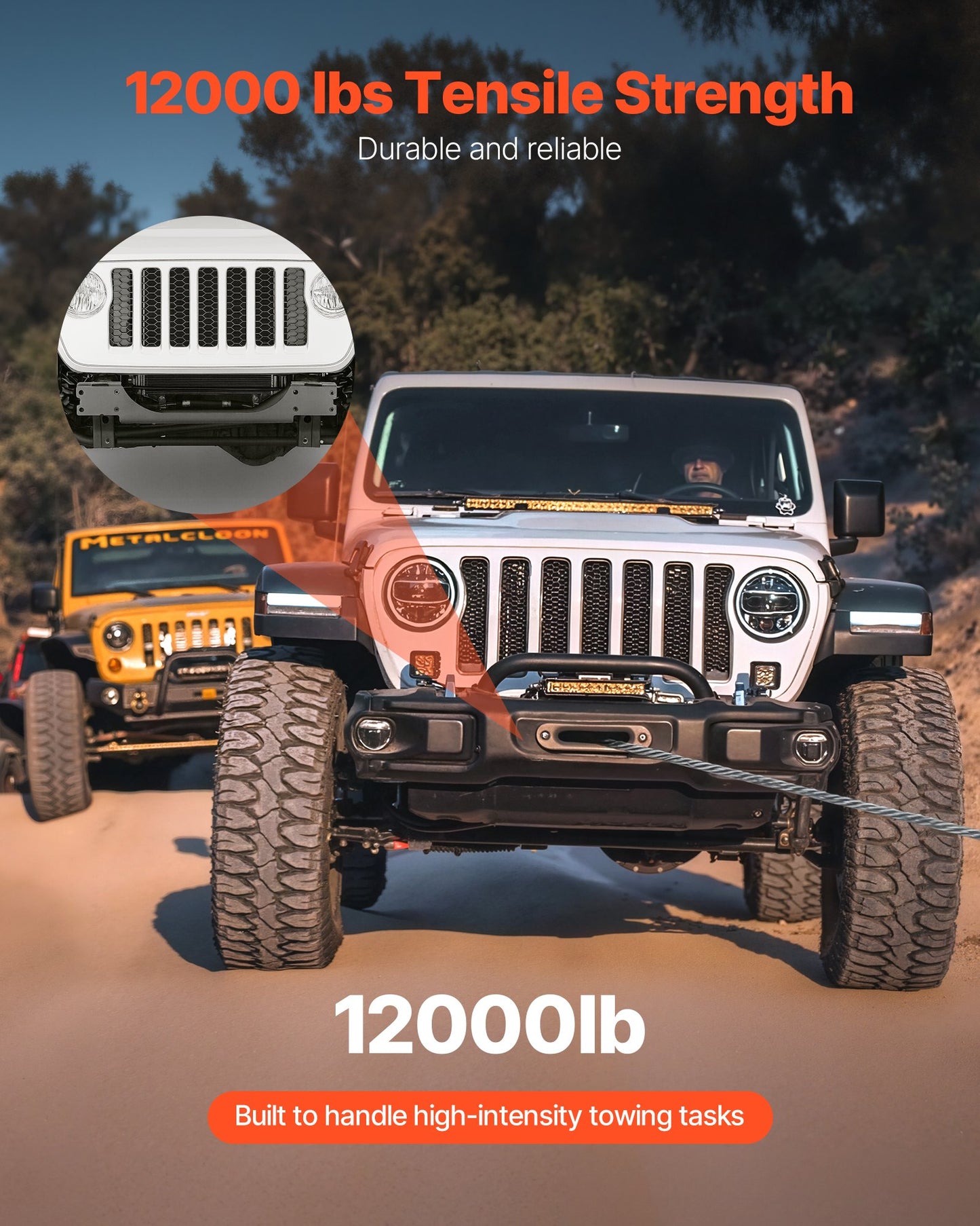 Winch Mount, Winch Capacity of 12000 lbs / 5443 kg, Trailer Hitch Winch Mount for Select Jeep Wrangler JL/JLU & Gladiator JT Model (2018-2023), 2 Mounting Hole Design, Powder Coated Steel, Black