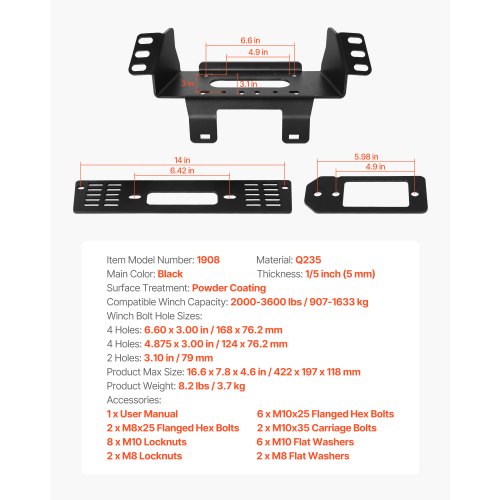 Towbar Winch Mount for Select Polaris Ranger Models (2010-2021) | EU