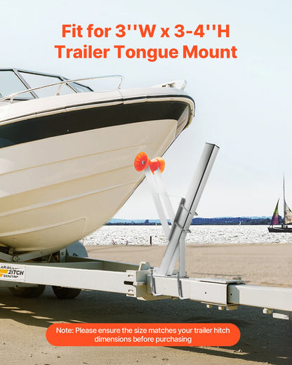 Boat Trailer Winch Stand, 3 x 3 x 34-inch Winch Posts, Boat Winch Mount with U-Bolts for 3 Inches W x 3-4 Inches H Trailer Tongue, Galvanized, Fit for Jet Ski, Sailboat, Fishing Boat, Speedboat