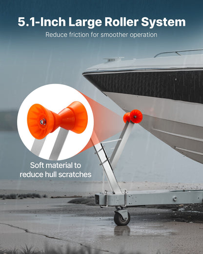 Boat Trailer Winch Stand, 2 to 3-inch Winch Posts, Boat Trailer Winch Seat with TPU Orange Roller & U-Bolts, Suitable for Jet Ski, Sailboat, Fishing Boat, Speedboat (Galvanized), Silver