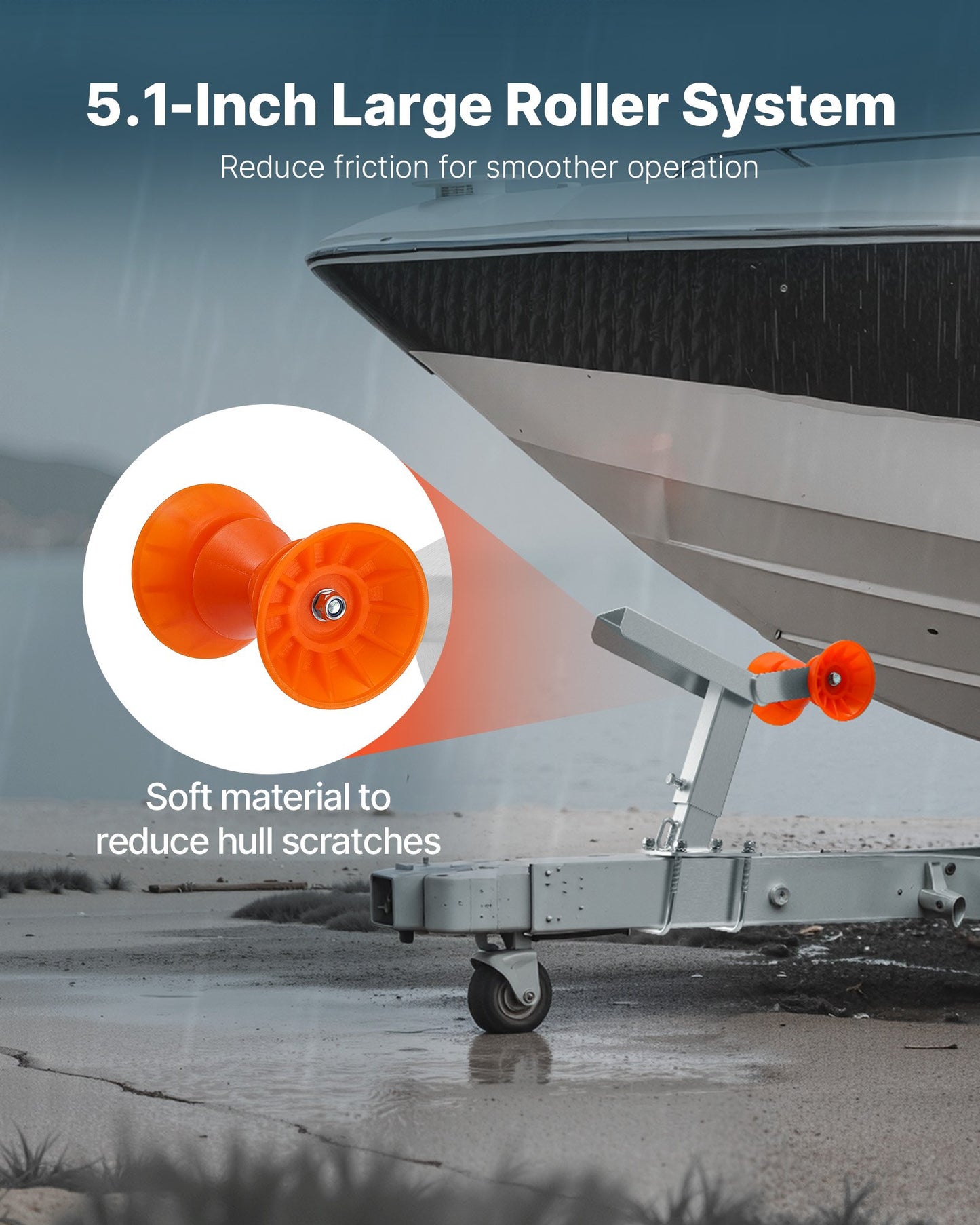 Boat Trailer Winch Stand with Roller, Adjustable Height 14.3-21.6 Inches, Boat Winch Mount with U-Bolts for 2-3 Inches W x 3-4 Inches H Trailer Tongue, Fit for Jet Ski, Sailboat, Speedboat