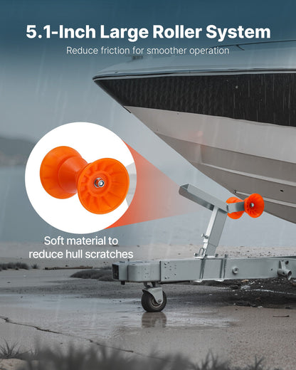 Boat Trailer Winch Stand with Roller, Adjustable Height 14.3-21.6 Inches, Boat Winch Mount with U-Bolts for 2-3 Inches W x 3-4 Inches H Trailer Tongue, Fit for Jet Ski, Sailboat, Speedboat