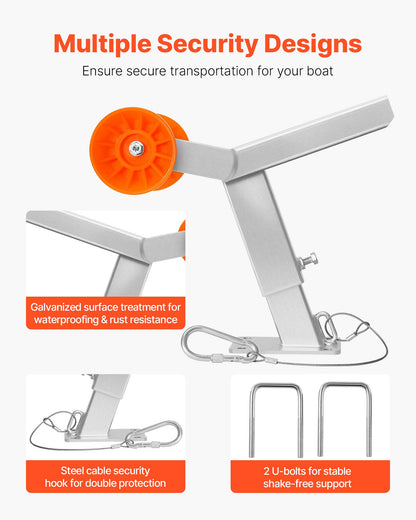 Boat Trailer Winch Stand with Roller, Adjustable Height 14.3-21.6 Inches, Boat Winch Mount with U-Bolts for 2-3 Inches W x 3-4 Inches H Trailer Tongue, Fit for Jet Ski, Sailboat, Speedboat