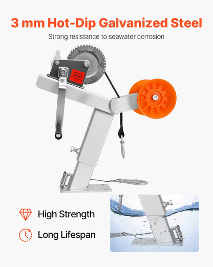 Boat Trailer Winch Stand with Roller, 1200 lbs Winch & 2 in x 25 ft Winch Strap, Boat Winch Mount with U-Bolt for 2-3 Inches W x 3-4 Inches H Trailer Tongue, Fit for Jet Ski, Sailboat, Speedboat
