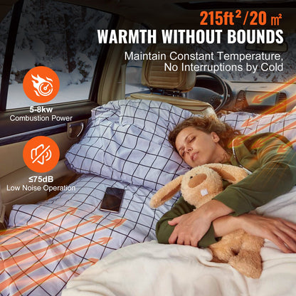 5-8KW dieselvärmare, dieselluftvärmare allt i ett med fjärrkontroll och LCD-skärm, snabbuppvärmning med låg ljudnivå, bärbar dieselvärmare för lastbilsbil husbil husbil och inomhus