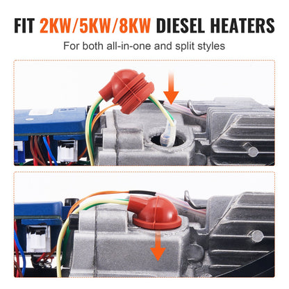 Diesel Heater Glow Plug Kit, Ceramic Glow Plug Repair Kit, Air Diesel Parking Heater Part with Removal Fitting Tool, Diesel Heater Rebuild Kit for 2KW/5KW/8KW Diesel Heater Replacement