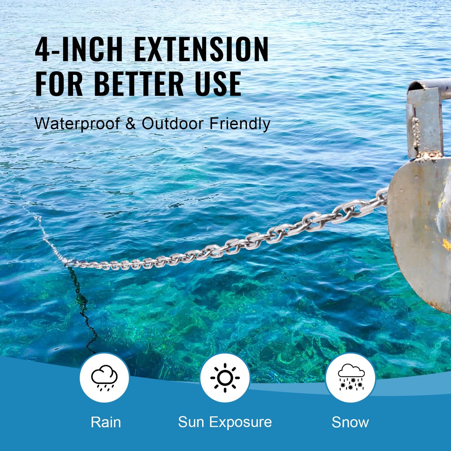 Edelstahl-Ankerkette für Boote, Bleikette 1/4" x 4" mit zwei Schäkeln