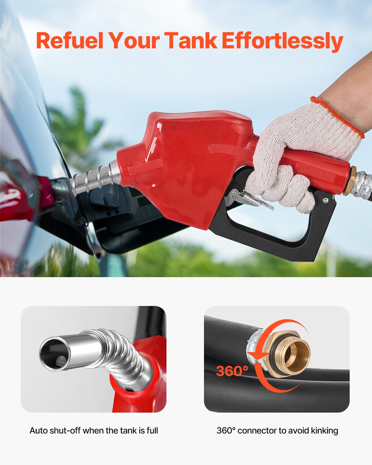 Portable Diesel & Gasoline Tank, 116 Gallon, 10 GPM Flow Rate, Diesel Fuel Tank with 12V Electric Transfer Pump, 13.1ft Hose, Auto Fueling Nozzle, Transfer Tank for Easy Fuel Transportation, Red