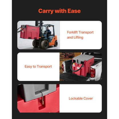 Portable Diesel Fuel Tank 58 Gallon Gasoline Tank 12V Transfer Pump 10GPM