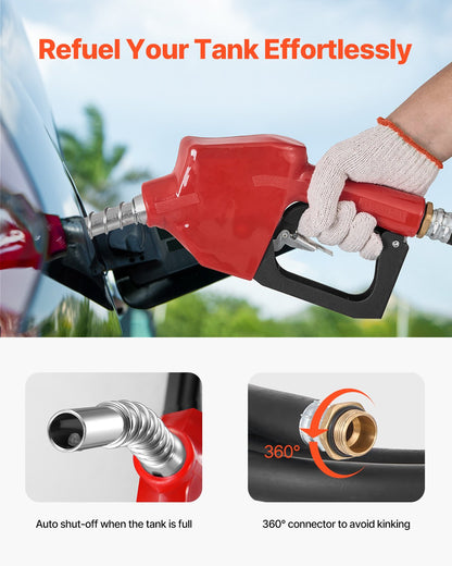 Portable Diesel & Gasoline Tank, 58 Gallon, 10 GPM Flow Rate, Diesel Fuel Tank with 12V Electric Transfer Pump, 13.1ft Hose, Auto Fueling Nozzle, Transfer Tank for Easy Fuel Transportation, Red