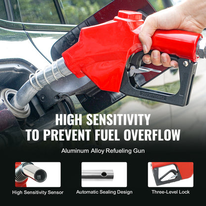 Fuel Hose Reel, 1" x 33", Extra Long Retractable Diesel Hose Reel, Heavy Duty Carbon Steel Construction with Automatic Fuel Nozzle, NBR Rubber Hose for Aircraft Vessel Tanker Truck, 300 PSI