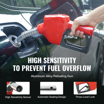 Fuel Hose Reel, 1" x 50", Extra Long Retractable Diesel Hose Reel, Heavy Duty Carbon Steel Construction with Automatic Fuel Nozzle, NBR Rubber Hose for Airship Tanker Truck, 300 PSI