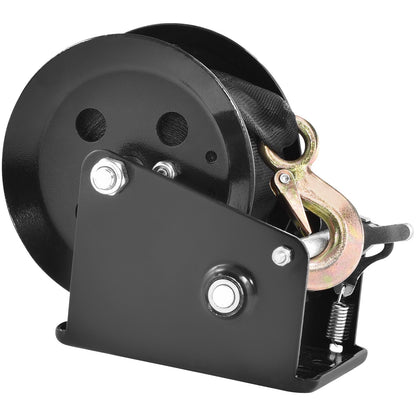 Handwinde, 727 kg Zugkraft, Bootsschleppwinde, Hochleistungs-Seilkurbel mit 10 m Polyestergurt und Zweiwegeverriegelung, manuell betriebene Handkurbelwinde zum Schleppen von Anhängern, Booten oder Geländefahrzeugen