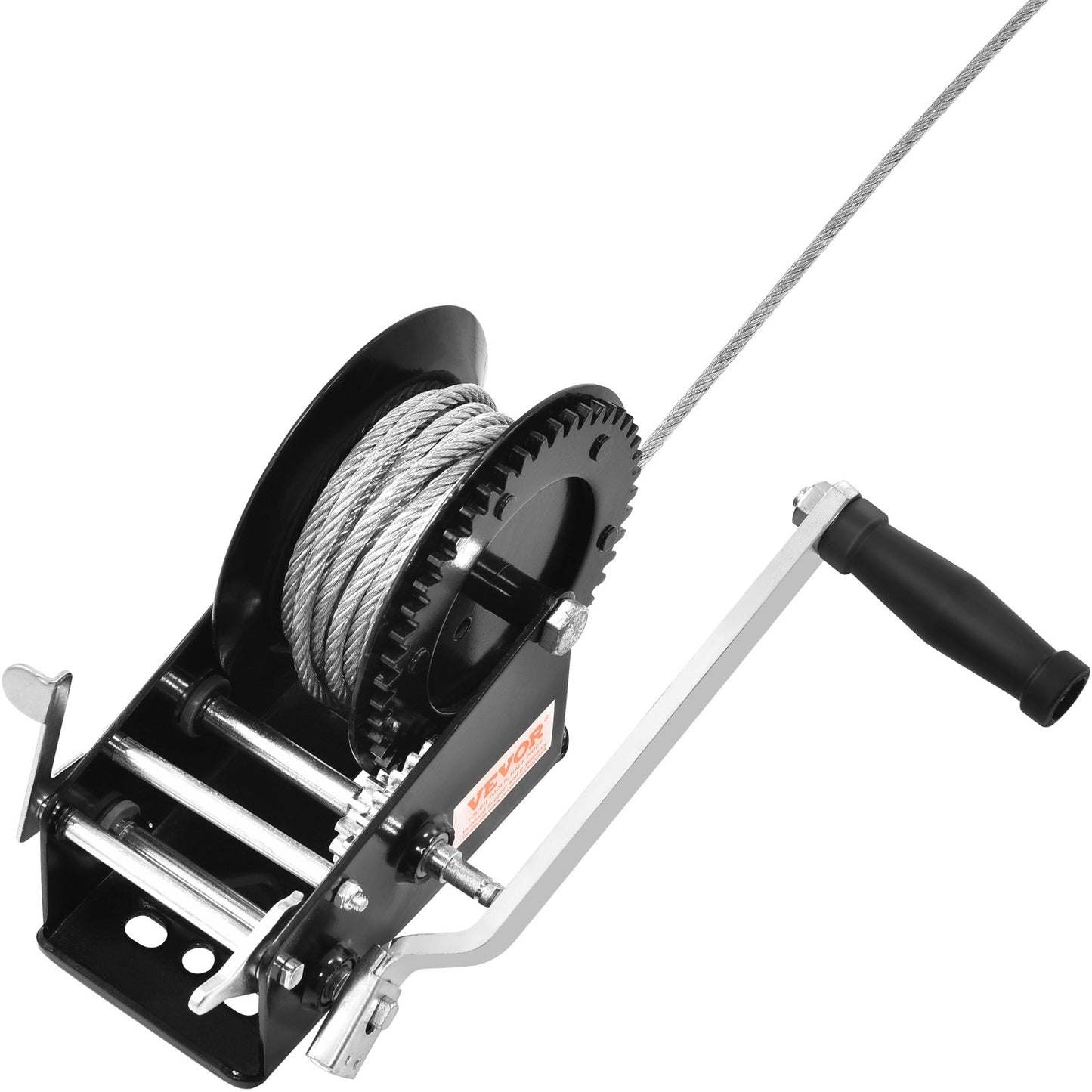 Handvinsch, 3500 lbs dragkapacitet, Båtsläpvinsch Kraftig repvev med 33 fot stålvajer och tvåvägsspärr, manuellt manövrerad handvevvinsch för bogsering av släp, båt eller ATV