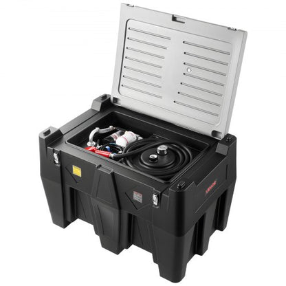 Portable Diesel Tank 128 Gallon Diesel Fuel Tank with 12V Transfer Pump 10GPM Black