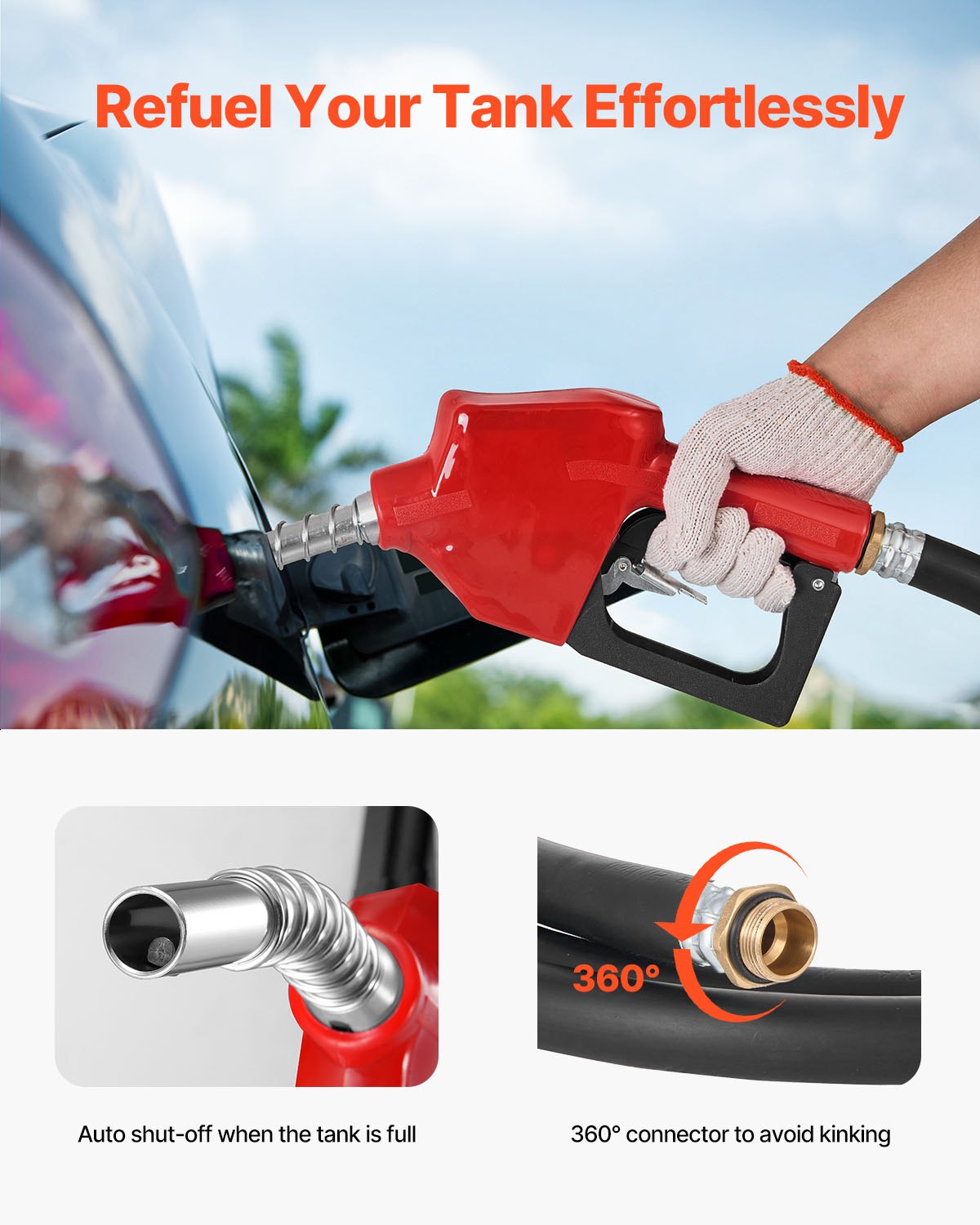 Portable Diesel Tank, 128 Gallon Capacity & 10 GPM Flow Rate, Gas Fuel Tank with 12V Electric Transfer Pump and 13.1ft Rubber Hose, PE Diesel Transfer Tanks for Easy Fuel Transportation, Black