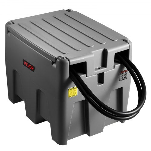Portable Diesel Tank, 58 Gallon Capacity & 10 GPM Flow Rate, Fuel Tank with 12V Electric Transfer Pump and 13.1ft Rubber Hose, PE Diesel Transfer Tanks for Easy Fuel Transportation, Grey