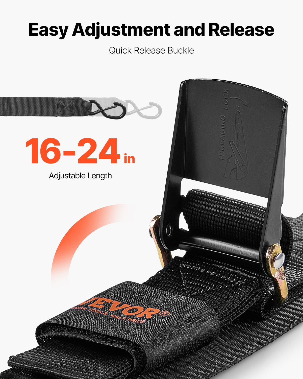 Infällbara spärrremmar Bindningsremmar 2 tum x 2 fot för båt (2-pack)