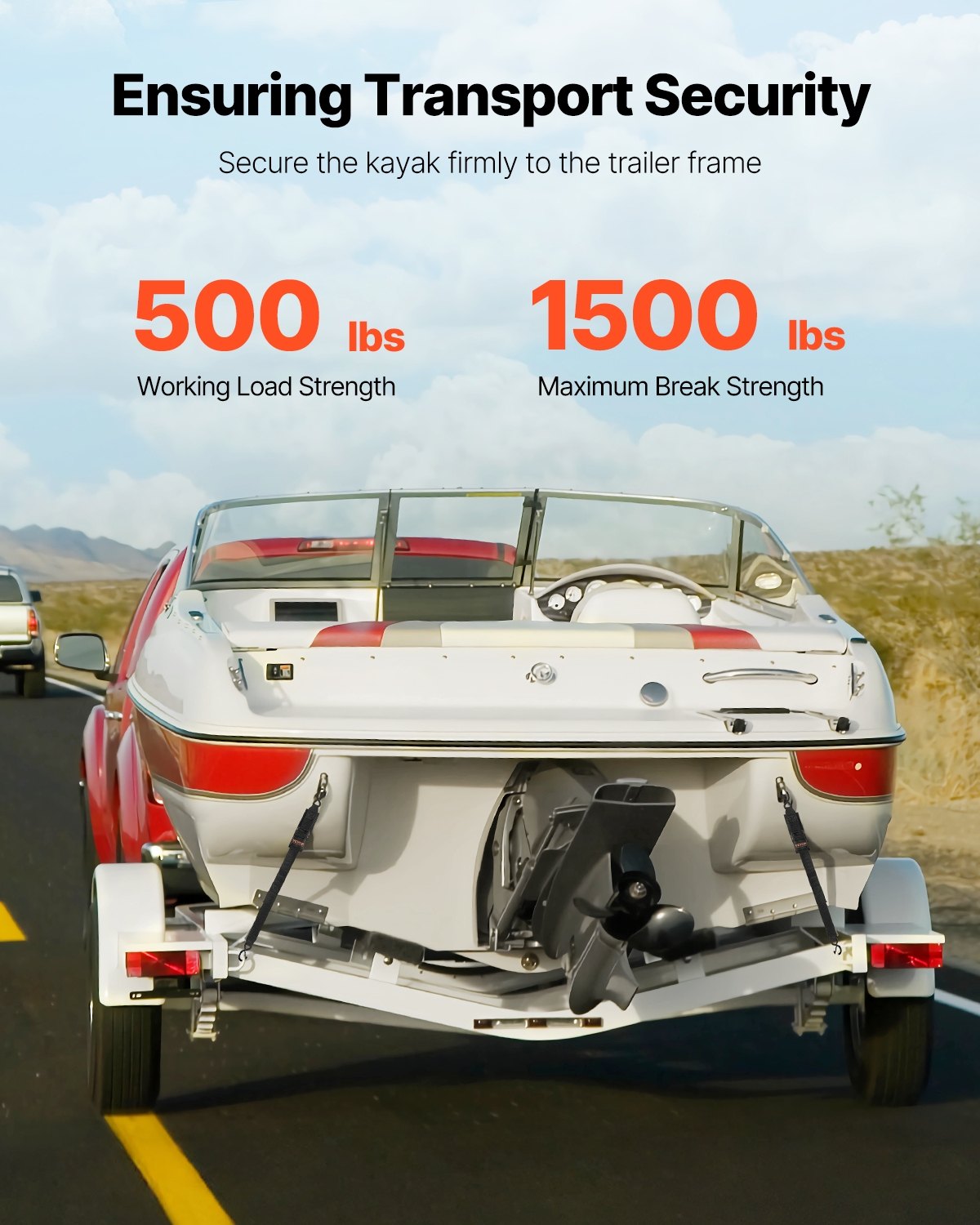 Infällbara spärrremmar Bindningsremmar 2 tum x 4 fot för båt (2-pack)