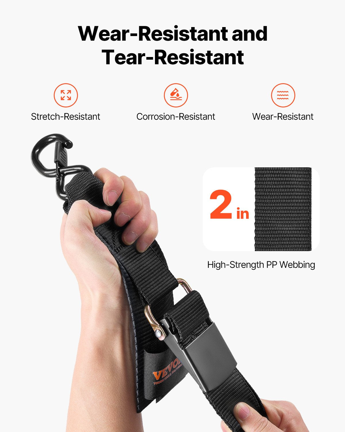 Infällbara spärrremmar Bindningsremmar 2 tum x 4 fot för båt (2-pack)