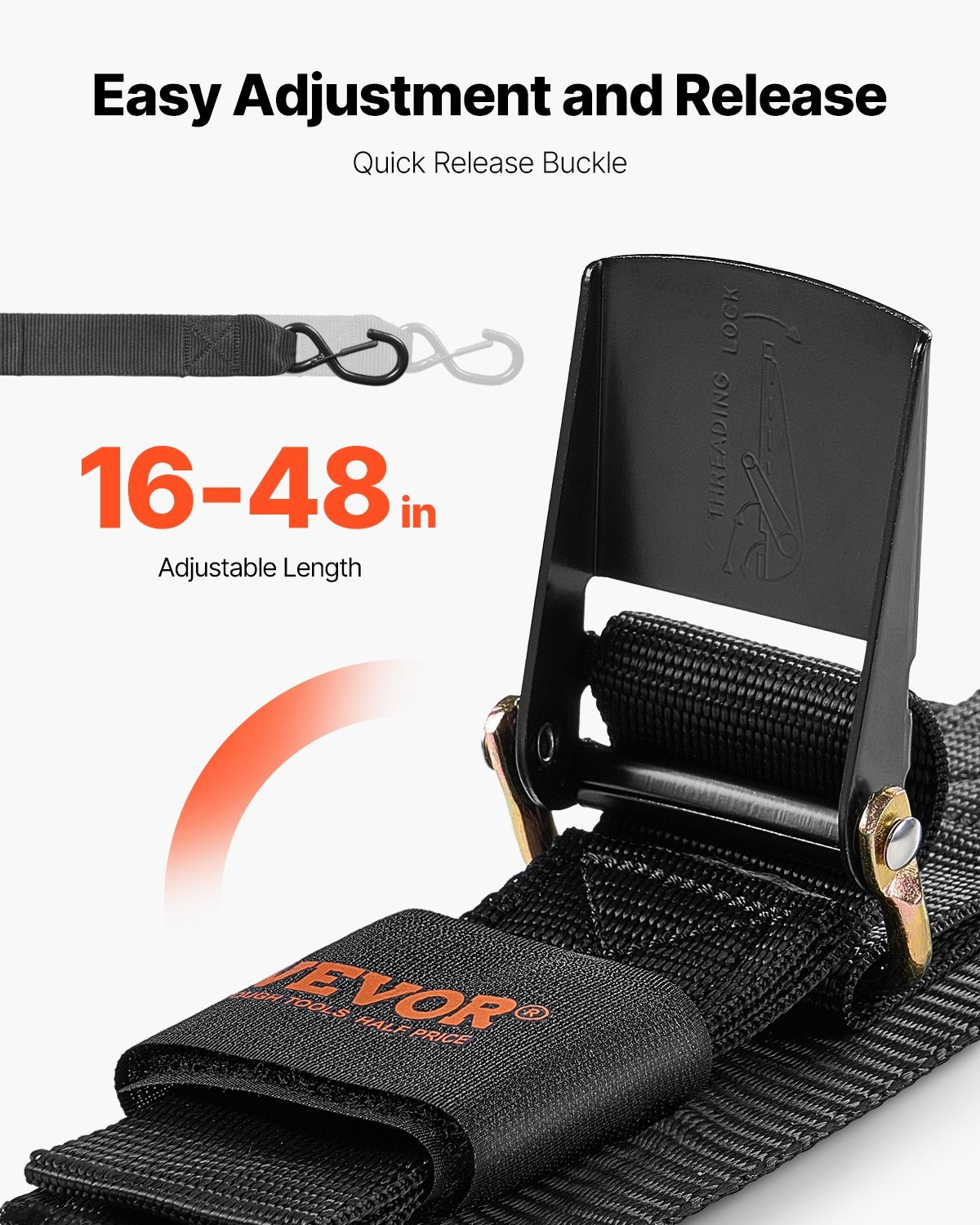 Infällbara spärrremmar Bindningsremmar 2 tum x 4 fot för båt (2-pack)