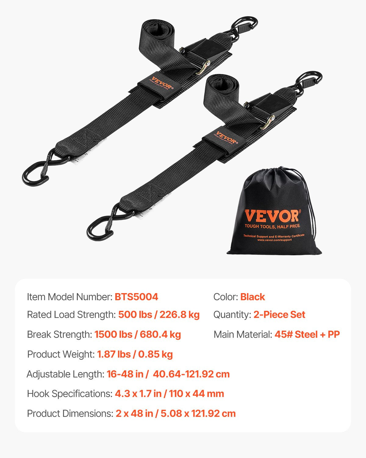 Retractable Ratchet Straps, 2 in x 4 ft Ratchet Tie Down Straps with Security Lock S Hooks, 2 Pack Heavy Duty Ratchet Tie Down Straps with 1500 lbs Break Strength, for Trailers, Vehicles, Boat