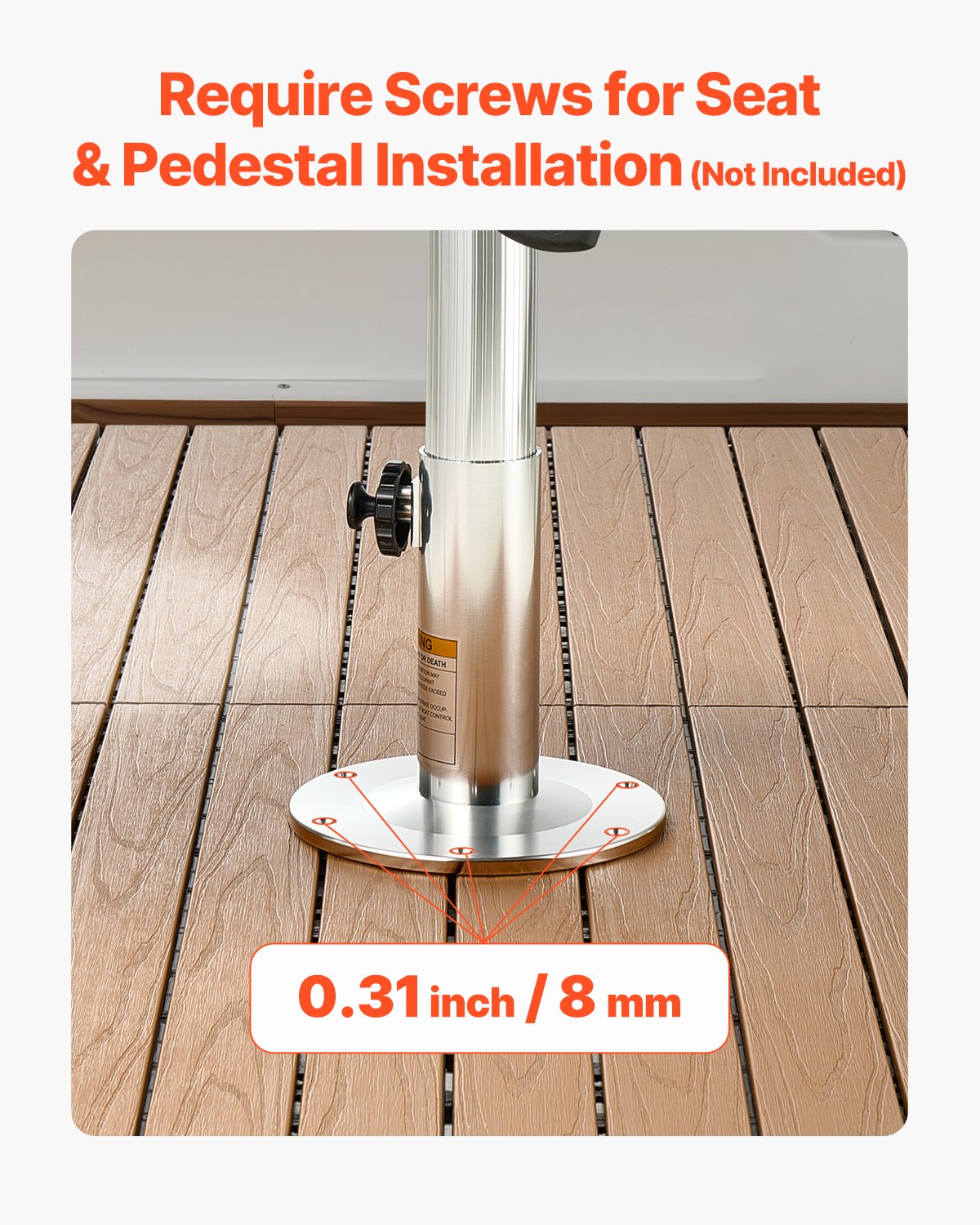 Boat Seat Pedestal, Adjustable Height from 12.76 to 18.7 Inches, Aluminum Alloy Boat Chair Base with Locking Design, Waterproof & Rust-resistant, Ideal for Fishing and Boating Enthusiasts