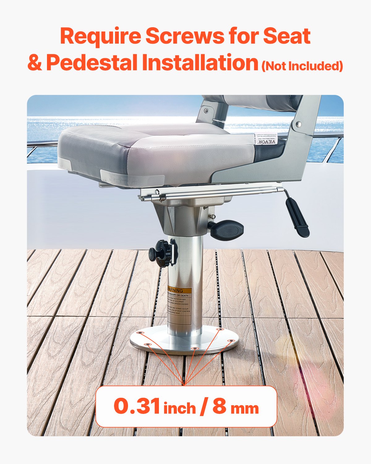 Boat Seat Pedestal, Adjustable Height from 13.39 to 19.2 Inches, Aluminum Alloy Boat Chair Base with Slide, 5-inch Sliding Travel, Locking Design, Ideal for Fishing and Boating Enthusiasts