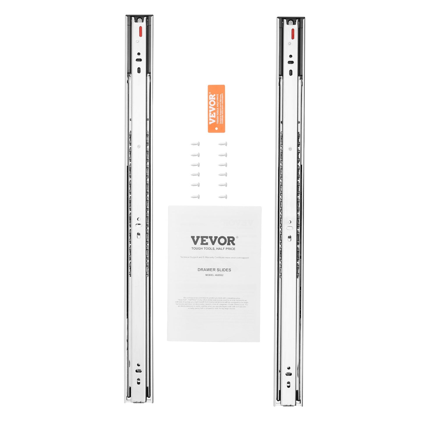 6 par 609,6 mm lådslider Sidomonterade skenor, Heavy Duty Full Extension stålskena, Soft-Close Ljudlösa guideglider Skåp Kökslöpare med kullager, 100 pund lastkapacitet