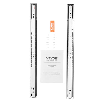6 par 609,6 mm lådslider Sidomonterade skenor, Heavy Duty Full Extension stålskena, Soft-Close Ljudlösa guideglider Skåp Kökslöpare med kullager, 100 pund lastkapacitet