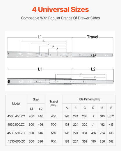 Drawer Slides, 24 inch, 10 Pairs Full Extension Ball Bearing Cabinet Rails, 100 LB Load Capacity Heavy Duty Side Mount Dresser Drawer Slides, Drawer Track Runners for Kitchen DIY Replacement