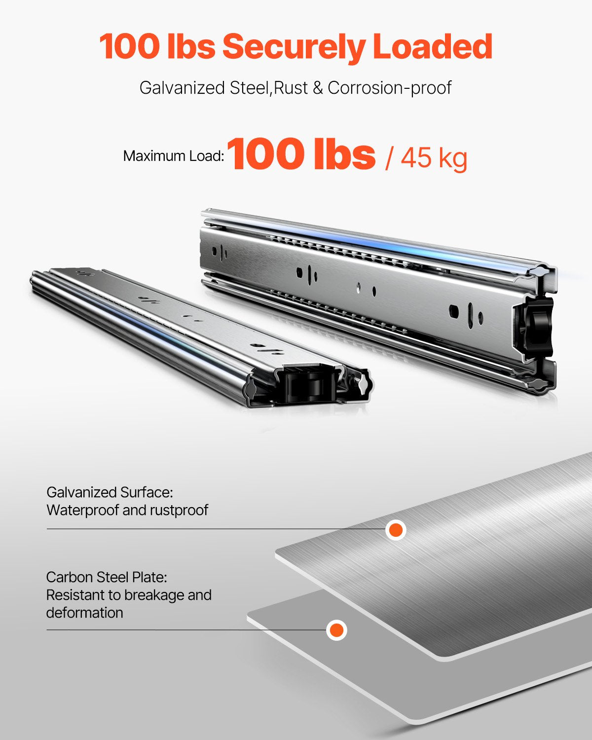 Lådskåp skjutbara sidofäste 18 tum 10 par 100 LB lastbyte