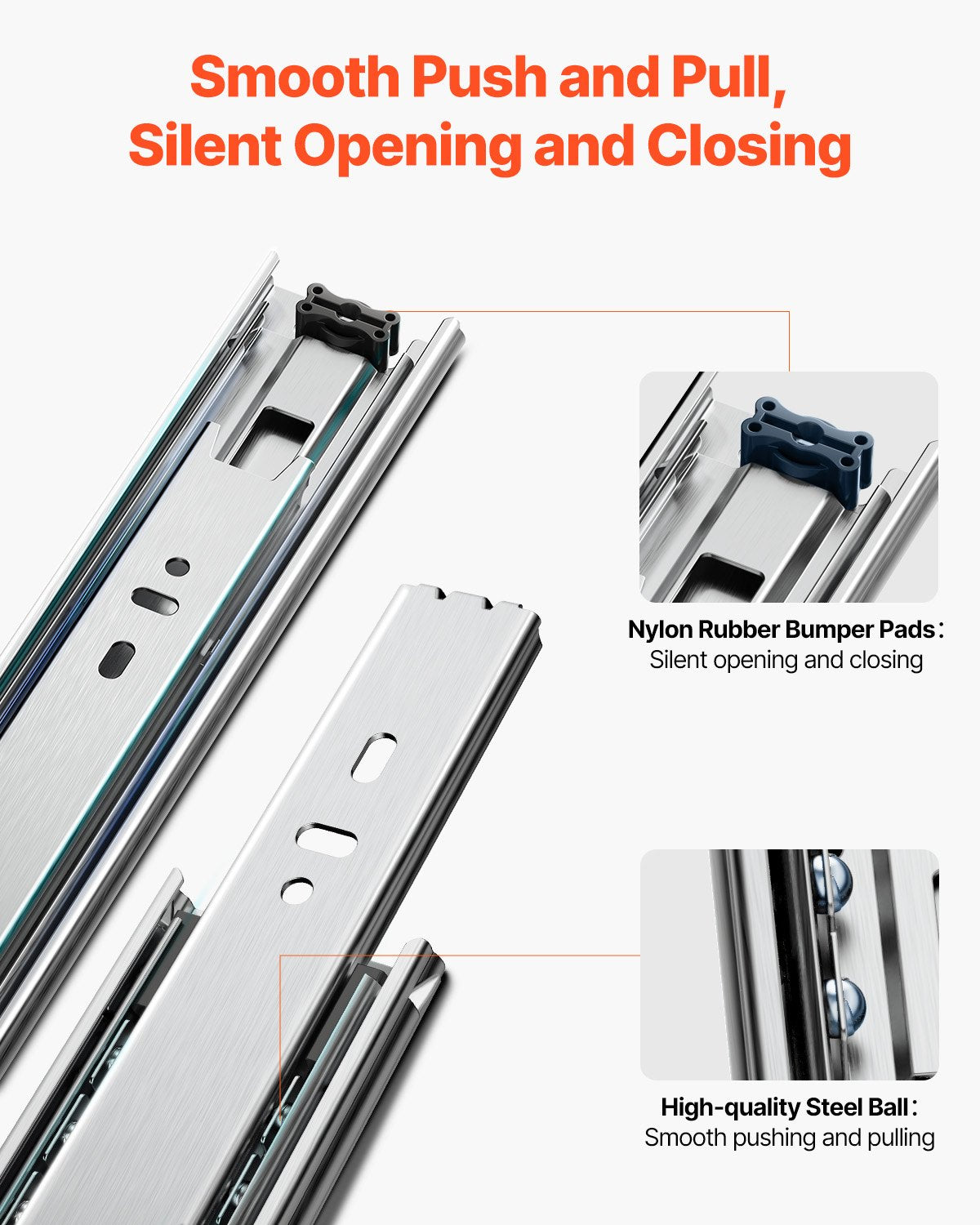 Drawer Slides, 20 inch, 10 Pairs Full Extension Ball Bearing Cabinet Rails, 100 LB Load Capacity Heavy Duty Side Mount Dresser Drawer Slides, Drawer Track Runners for Kitchen DIY Replacement