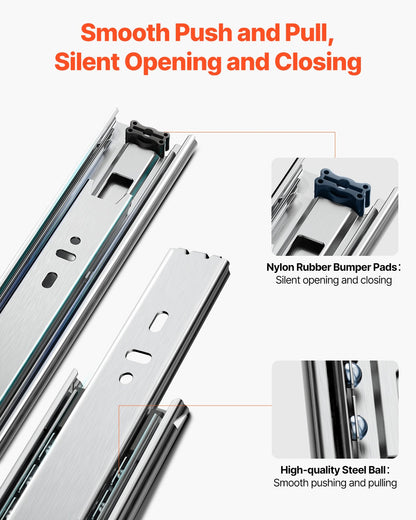 Drawer Slides, 20 inch, 10 Pairs Full Extension Ball Bearing Cabinet Rails, 100 LB Load Capacity Heavy Duty Side Mount Dresser Drawer Slides, Drawer Track Runners for Kitchen DIY Replacement