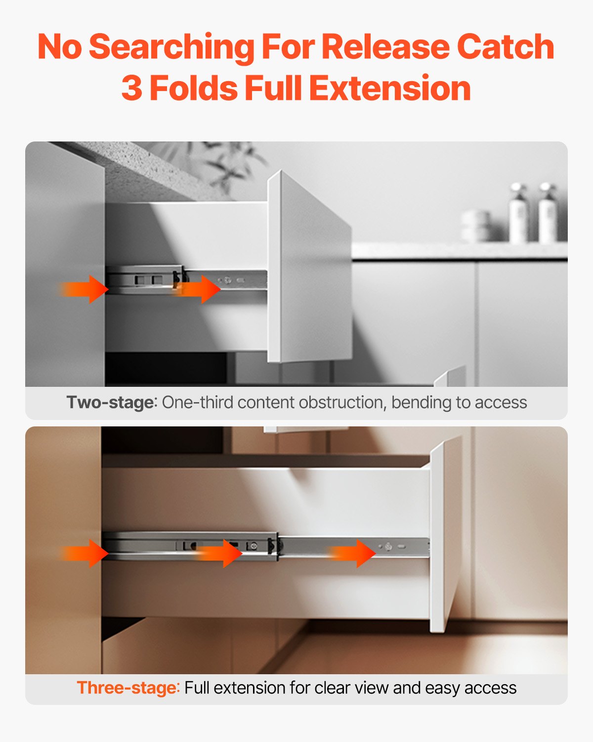 Drawer Slides, 22 inch, 10 Pairs Full Extension Ball Bearing Cabinet Rails, 100 LB Load Capacity Heavy Duty Side Mount Dresser Drawer Slides, Drawer Track Runners for Kitchen DIY Replacement