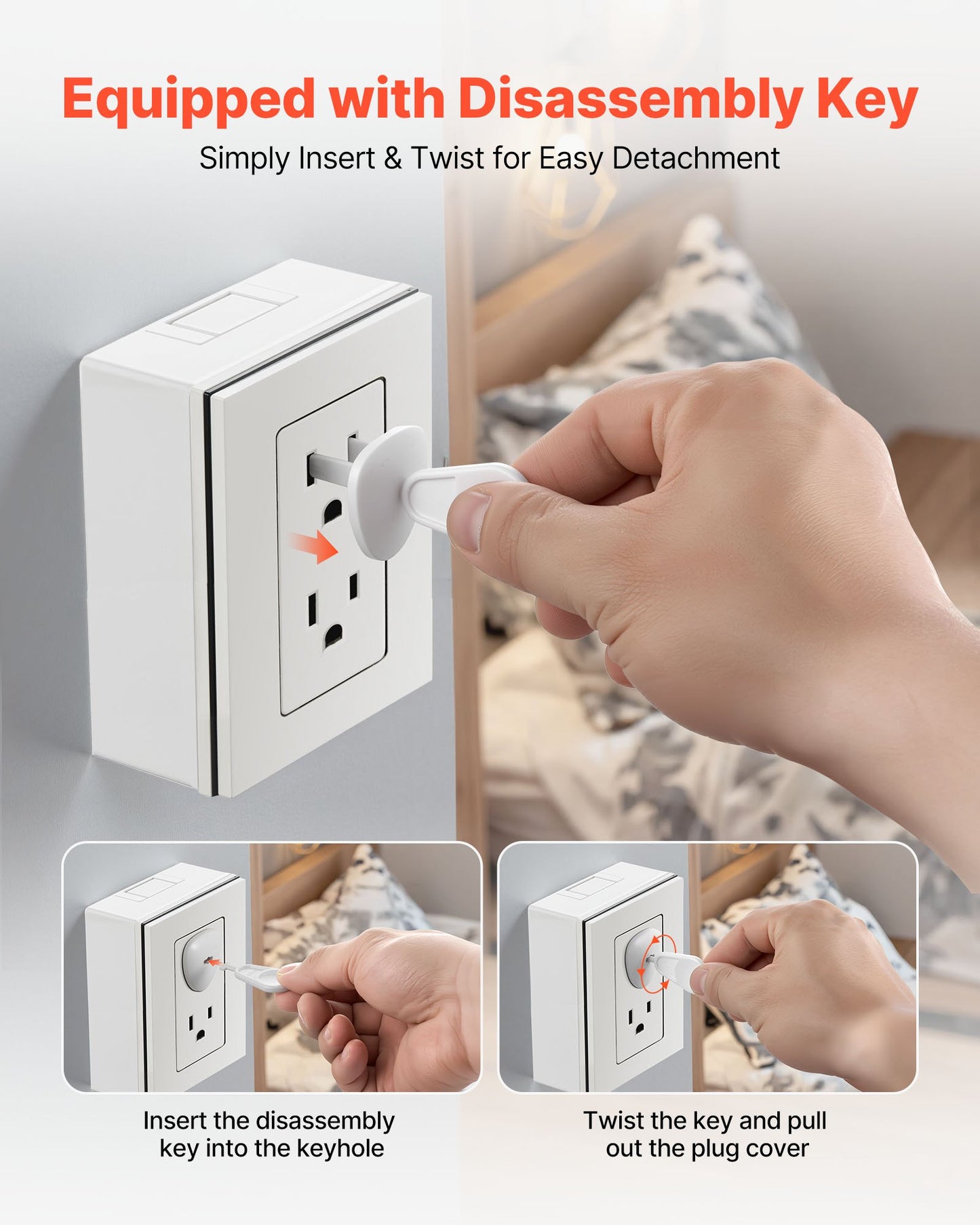Outlet Covers, 70 Pack, Plug Covers for Electrical Outlets, Secure Electric Socket Protector Caps with Shock Prevention, Easy Installation, Insulated ABS, for Home Wall Power Sockets, White
