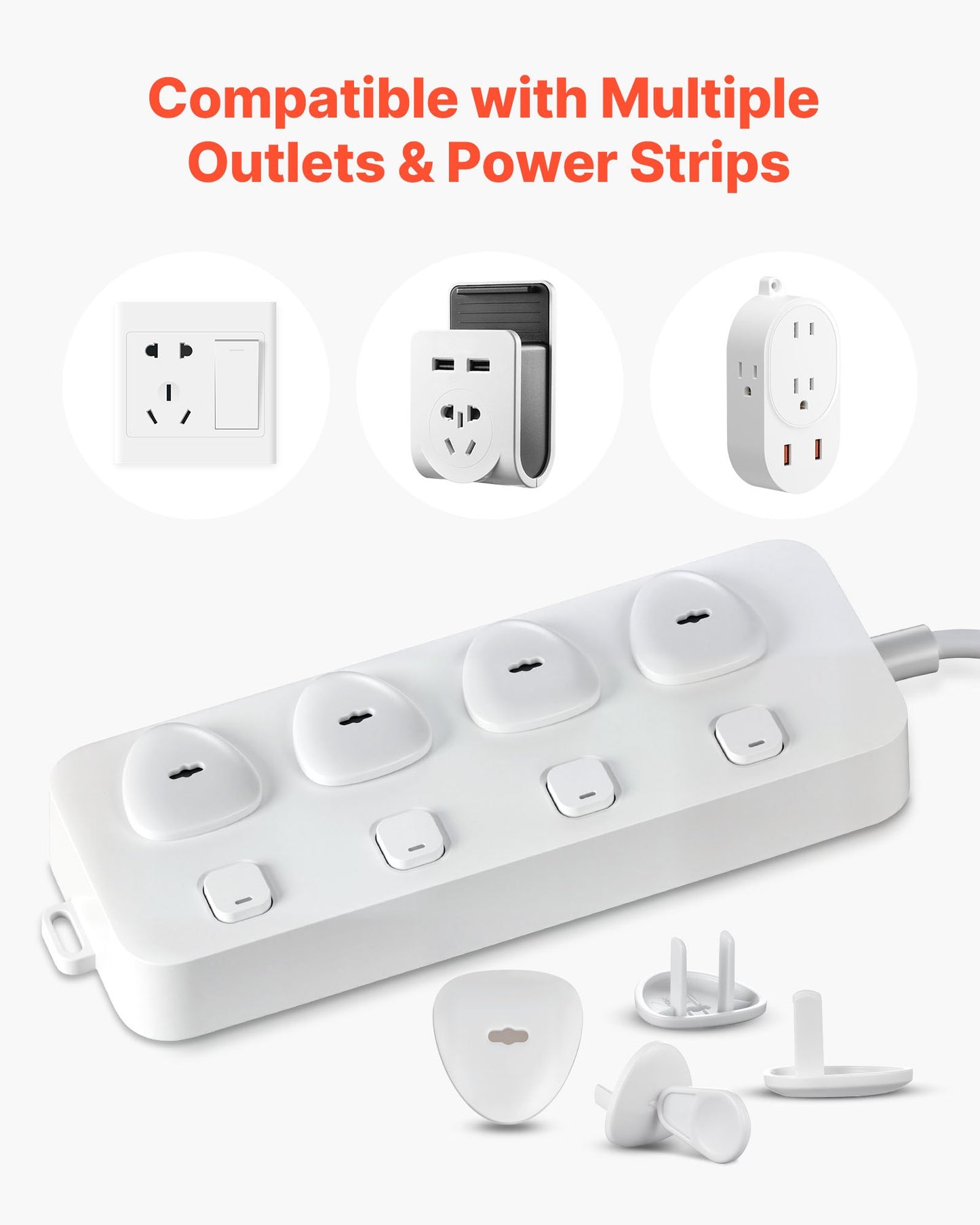 Outlet Covers, 70 Pack, Plug Covers for Electrical Outlets, Secure Electric Socket Protector Caps with Shock Prevention, Easy Installation, Insulated ABS, for Home Wall Power Sockets, White