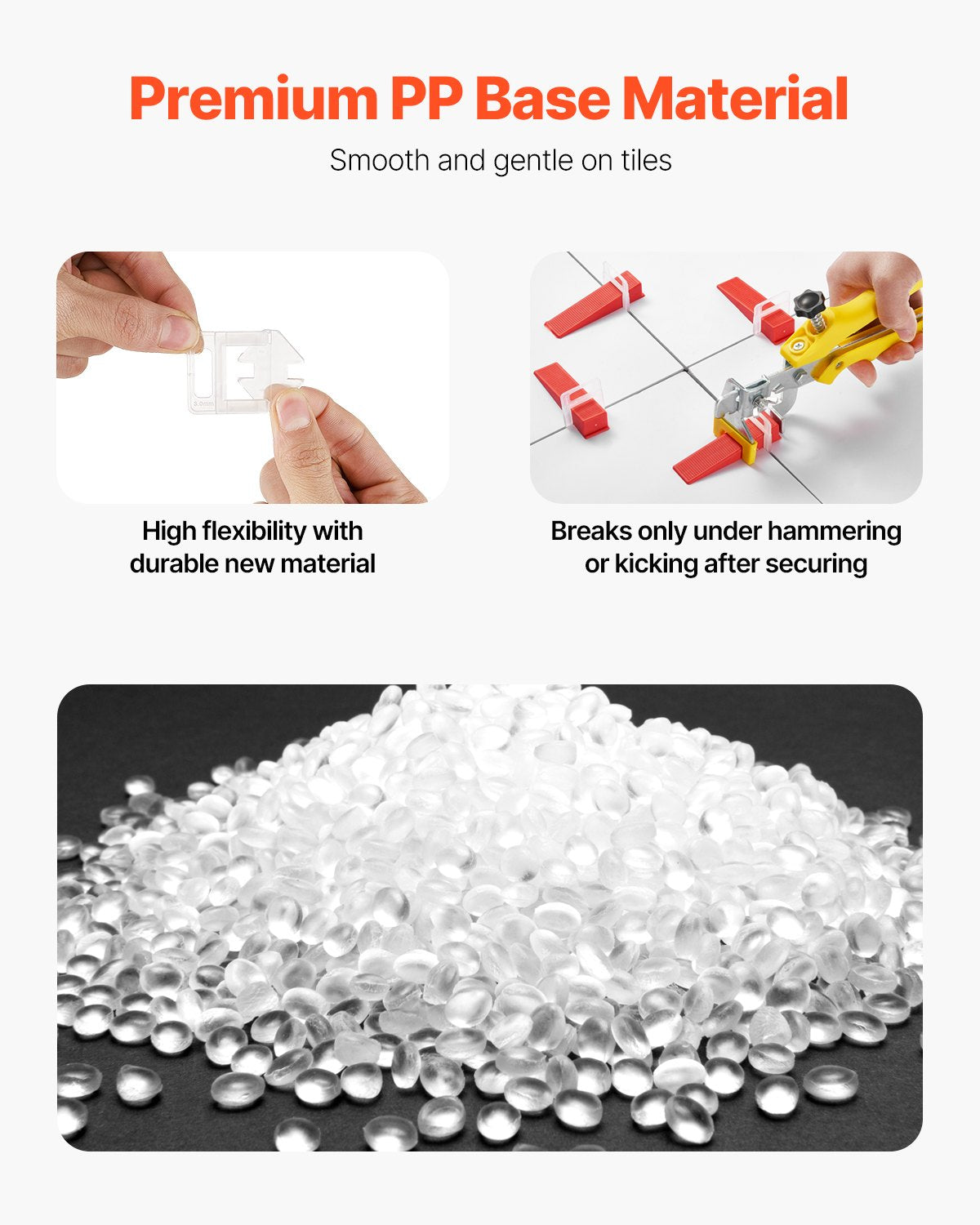 Tile Leveling System, 1/8 Inch(3 mm) with 1pc Tile Plier, 700 PCS DIY Tile Leveler Spacers Clips and 200 PCS Reusable Wedges, Tile Tools Set for Professional Ceramic Tile and Stone Installation