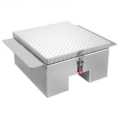 Truck Bed Tool Box, Heavy Duty Aluminum Tool Box with Diamond Plate, Storage Toolbox Chest Organizer Supports up to 220 lbs, Ideal for Pickup, Truck Bed, RV, Trailer, 30.3 x 24 x 12.2 in, Silver