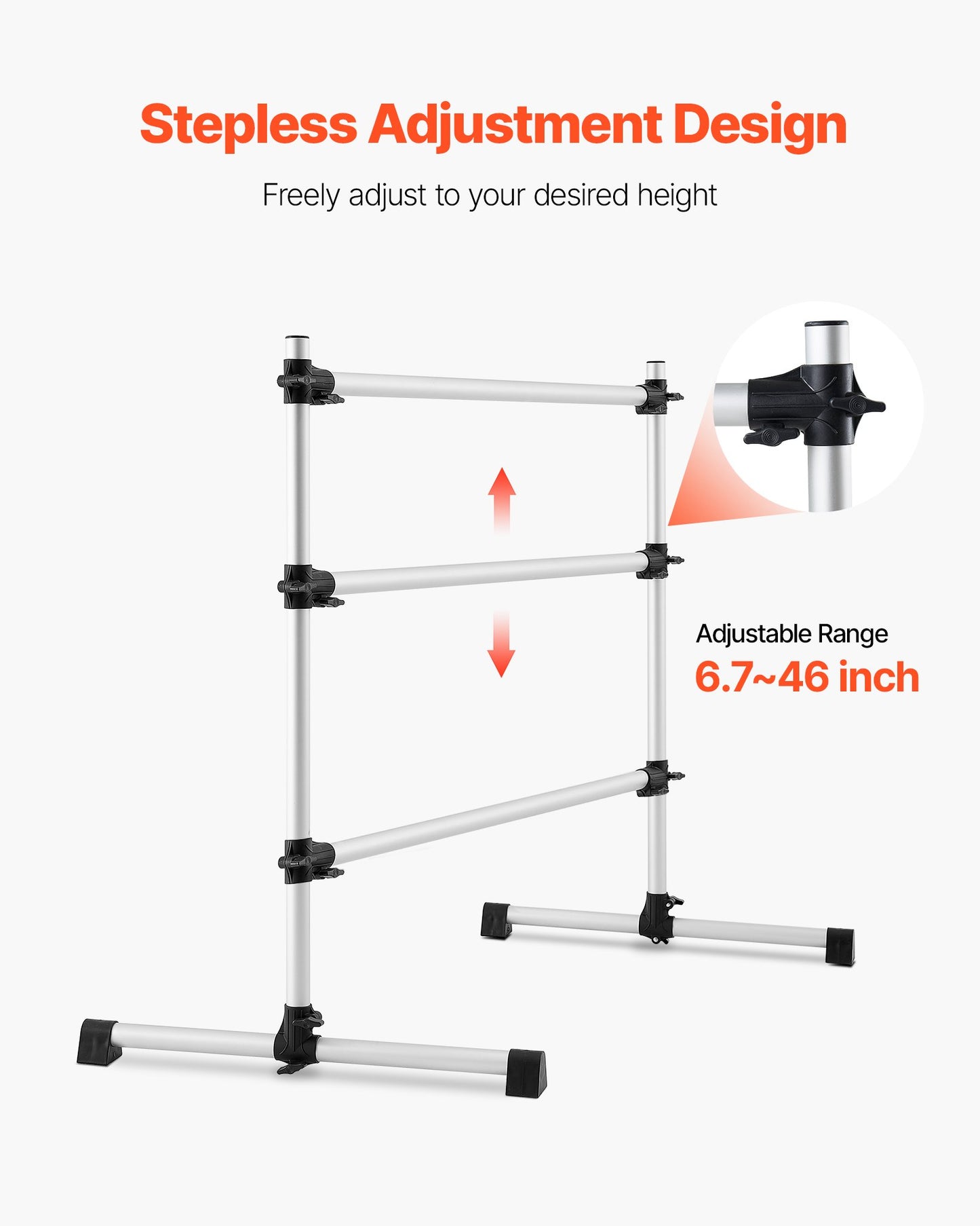 Ballet Barre, 4 Ft Aluminum Double Barre Bar for Home, Freestanding Portable Ballet Stretching Dance Bars, Height Adjustable Anti-Wobble Fitness Studio Equipment, for Pilates Balance Workout