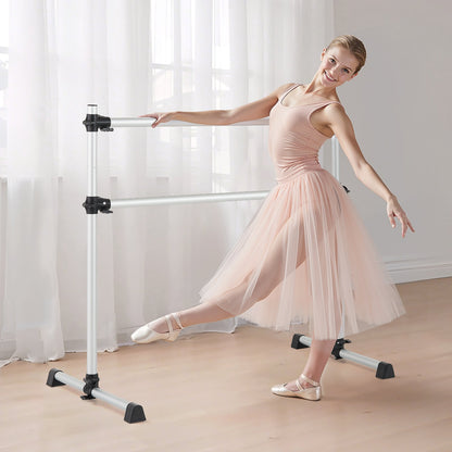 Ballet Barre, 4 Ft Aluminum Double Barre Bar for Home, Freestanding Portable Ballet Stretching Dance Bars, Height Adjustable Anti-Wobble Fitness Studio Equipment, for Pilates Balance Workout